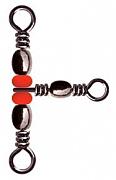 Фото вертлюг тройной с бус. 90 град. barrel triple swivels style,цвет black nikel, размер 12x14, (50шт.)
