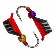 Фото безмотылка столбик шарик хамелеон d 2,0 мм, вес 0,29  гр, черный с бел..полос.-красн /10 шт/